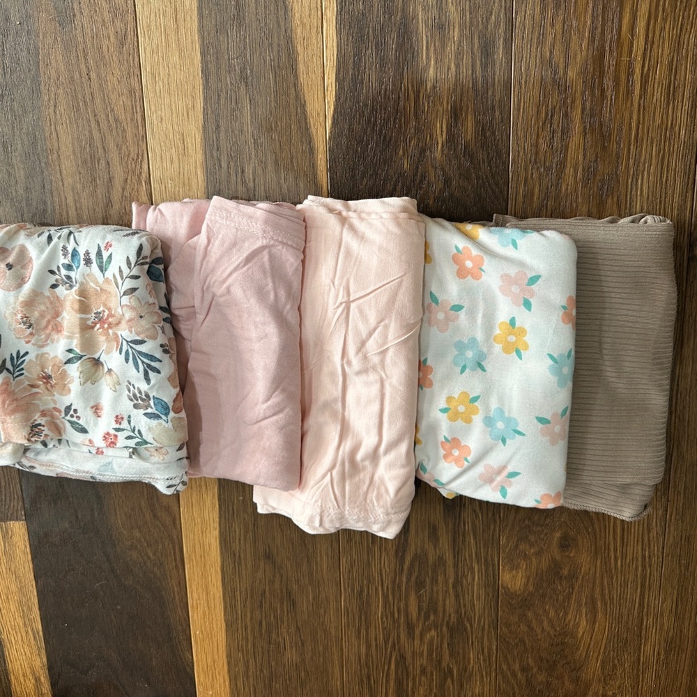 Variety of Floral and Solid Baby swaddles/blanket-set of 5